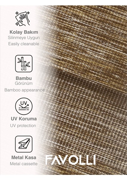 Kırçıllı Kahve Eco Bambu Stor Zebra Perde A+ Kalite , Dayanıklı Alüminyum Kasa