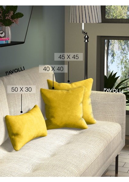 Kadife Dokulu Hint Sarısı Kırlent Kılıfı Dream Serisi Punch Için Uygun Gizli FERMUAR40 x 40 cm