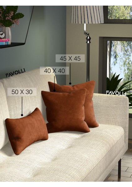 Kadife Dokulu Kiremit Rengi Kırlent Kılıfı Dream Serisi Punch Için Uygun Gizli FERMUAR50 x 30 cm