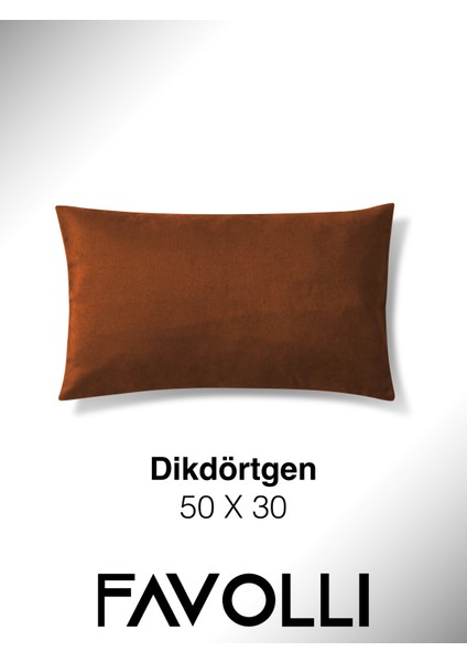 Kadife Dokulu Kiremit Rengi Kırlent Kılıfı Dream Serisi Punch Için Uygun Gizli FERMUAR50 x 30 cm