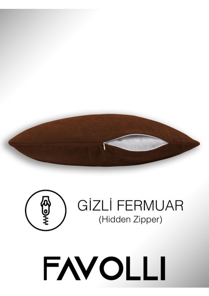 Kadife Dokulu Kiremit Rengi Kırlent Kılıfı Dream Serisi Punch Için Uygun Gizli FERMUAR50 x 30 cm