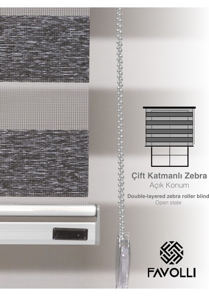 Koyu Gri Eco Bambu Stor Zebra Perde A+ Kalite , Dayanıklı Alüminyum Kasa