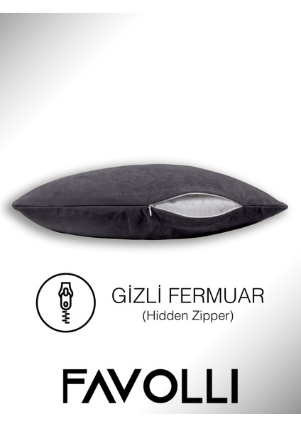 Kadife Dokulu Metalik Gümüş Kırlent Kılıfı Dream Serisi Punch Için Uygun Gizli FERMUAR50 x 30 cm