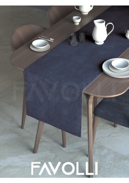 Lacivert Renk Kadife Dokulu Runner Dream Series 40 x 140 fiyatları