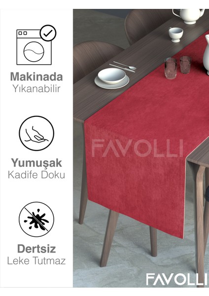 Kırmızı Renk Kadife Dokulu Runner Dream Series 40 x 140 modelleri