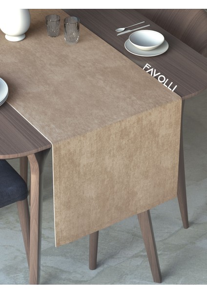 Sahra Beji Rengi Kadife Dokulu Runner Dream Series 40 x 140
