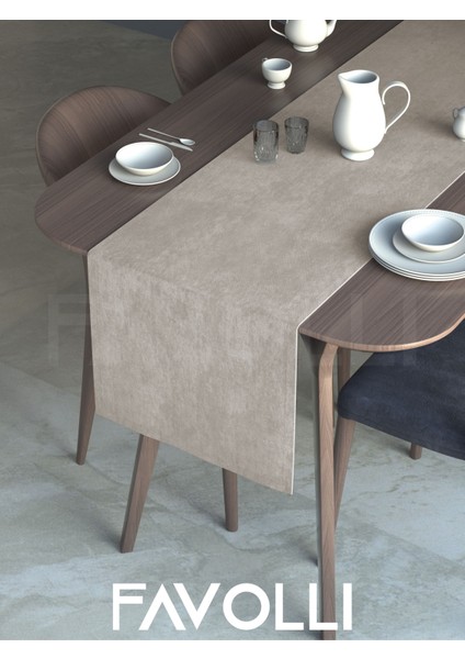 Taş Rengi Kadife Dokulu Runner Dream Series 40 x 140 fiyatları