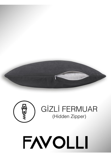 Kadife Dokulu Çakıl Rengi Kırlent Kılıfı Dream Serisi Punch Için Uygun Gizli FERMUAR50 x 30 cm