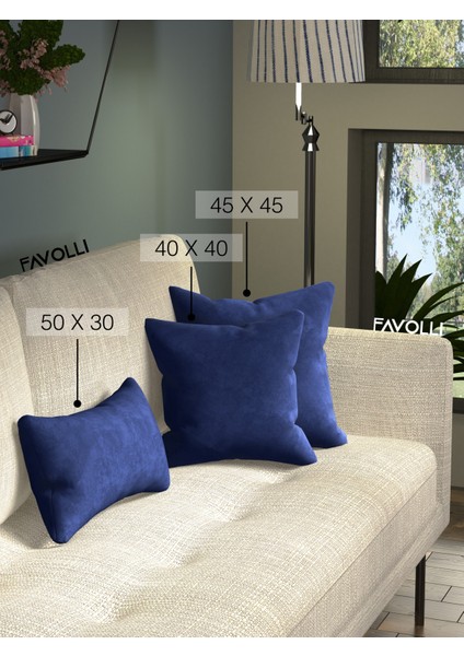 Kadife Dokulu Körfez Mavisi Kırlent Kılıfı Dream Serisi Punch Için Uygun Gizli FERMUAR50 x 30 cm