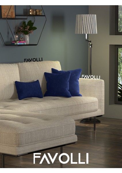 Kadife Dokulu Körfez Mavisi Kırlent Kılıfı Dream Serisi Punch Için Uygun Gizli FERMUAR50 x 30 cm