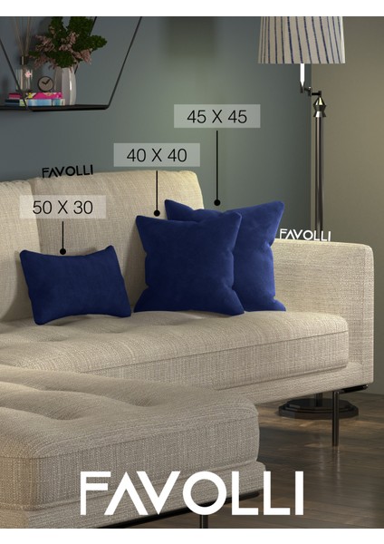 Kadife Dokulu Körfez Mavisi Kırlent Kılıfı Dream Serisi Punch Için Uygun Gizli FERMUAR50 x 30 cm