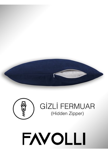 Kadife Dokulu Körfez Mavisi Kırlent Kılıfı Dream Serisi Punch Için Uygun Gizli FERMUAR50 x 30 cm