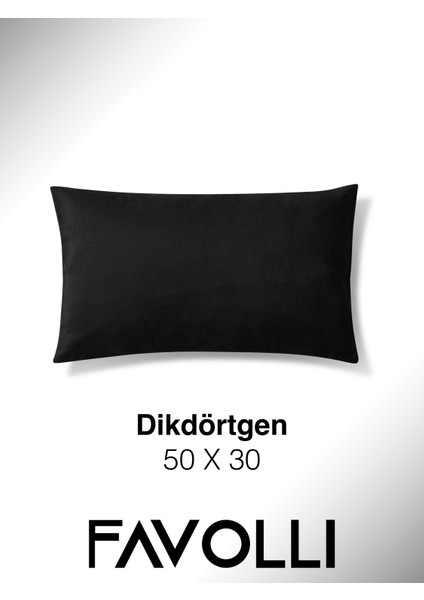 Kadife Dokulu Siyah Renk Kırlent Kılıfı Dream Serisi Punch Için Uygun Gizli FERMUAR50 x 30 cm