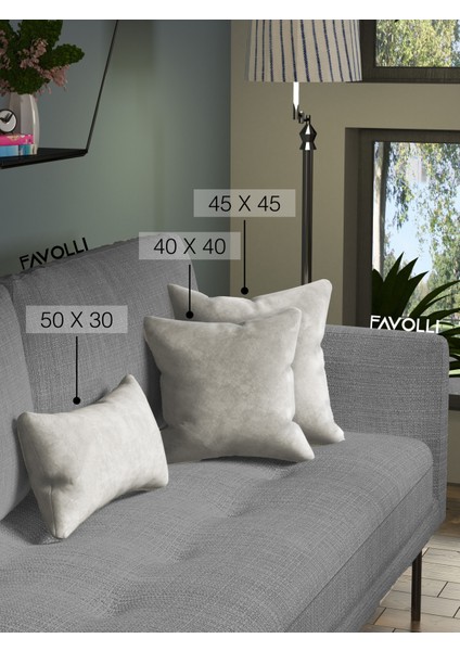 Kadife Dokulu Ekru Renk Kırlent Kılıfı Dream Serisi Punch Için Uygun Gizli FERMUAR50 x 30 cm