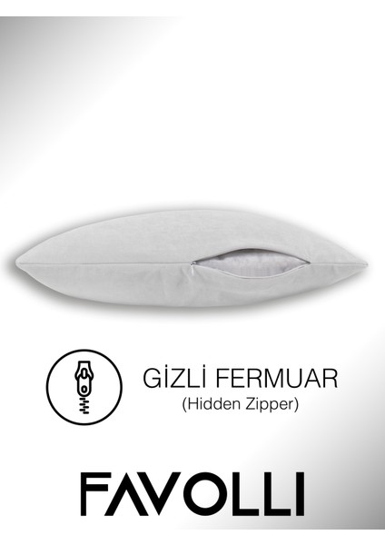 Kadife Dokulu Beyaz Renk Kırlent Kılıfı Dream Serisi Punch Için Uygun Gizli FERMUAR40 x 40 cm