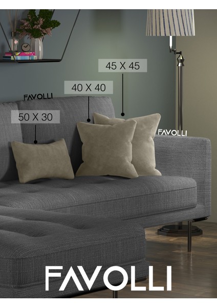 Kadife Dokulu Keten Renk Kırlent Kılıfı Dream Serisi Punch Için Uygun Gizli FERMUAR40 x 40 cm
