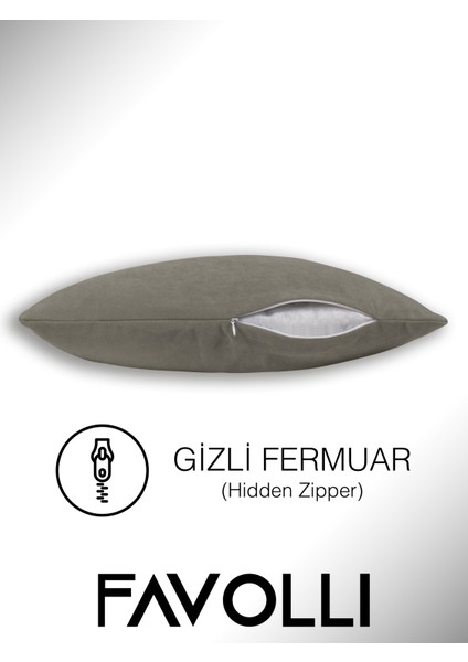 Kadife Dokulu Keten Renk Kırlent Kılıfı Dream Serisi Punch Için Uygun Gizli FERMUAR40 x 40 cm