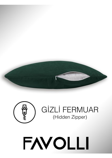 Kadife Dokulu Deniz Yeşili Kırlent Kılıfı Dream Serisi Punch Için Uygun Gizli FERMUAR45 x 45 cm