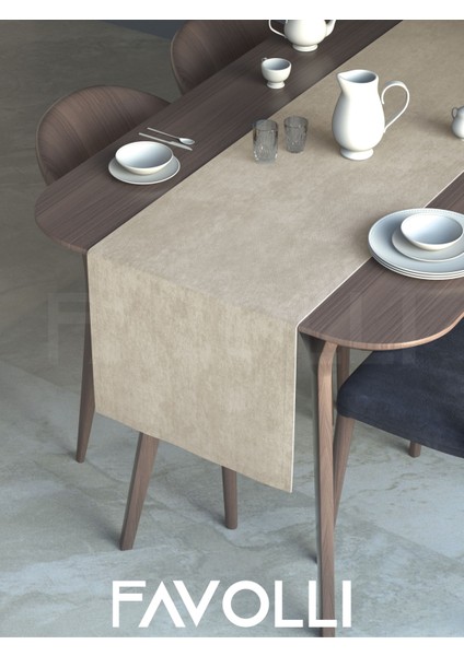 Bej Renk Kadife Dokulu Runner Dream Series 40 x 140 fiyatları