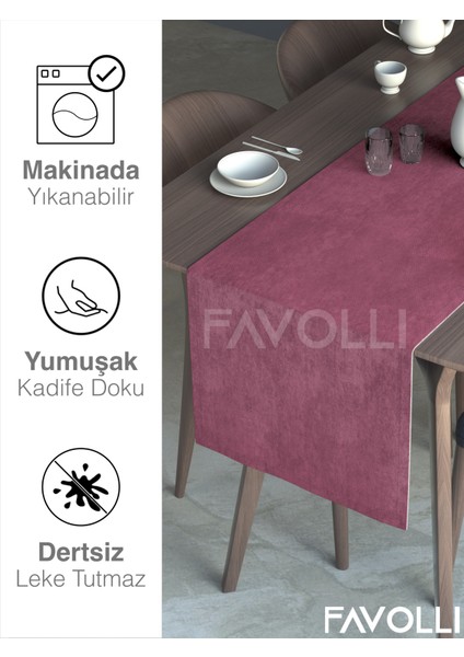 Lavanta Pembesi Rengi Kadife Dokulu Runner Dream Series 40 x 140 modelleri
