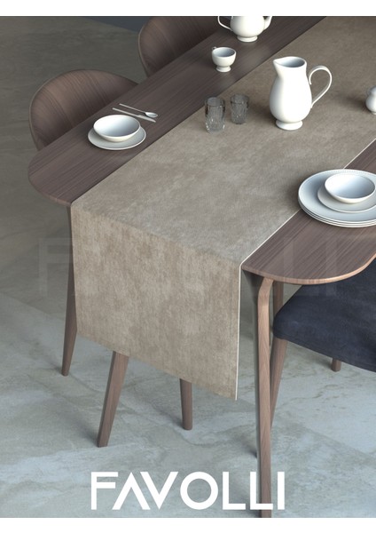 Keten Rengi Kadife Dokulu Runner Dream Series 40 x 140 fiyatları