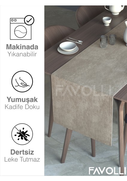 Keten Rengi Kadife Dokulu Runner Dream Series 40 x 140 modelleri
