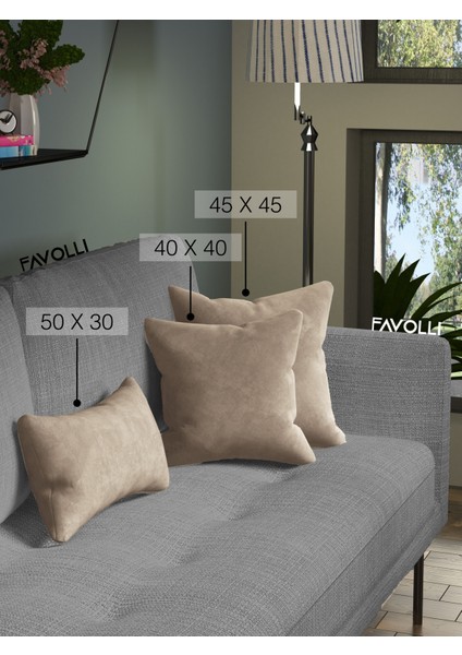 Kadife Dokulu Haki Renk Kırlent Kılıfı Dream Serisi Punch Için Uygun Gizli FERMUAR50 x 30 cm