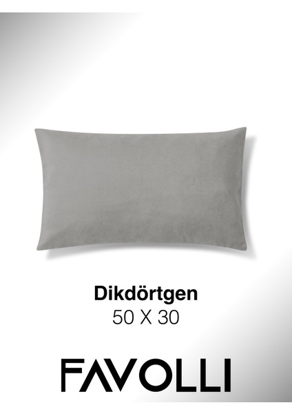 Kadife Dokulu Açık Gri Kırlent Kılıfı Dream Serisi Punch Için Uygun Gizli FERMUAR50 x 30 cm
