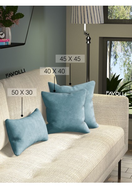 Kadife Dokulu Sis Mavisi Kırlent Kılıfı Dream Serisi Punch Için Uygun Gizli FERMUAR50 x 30 cm