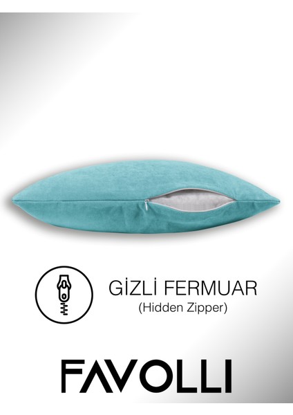 Kadife Dokulu Sis Mavisi Kırlent Kılıfı Dream Serisi Punch Için Uygun Gizli FERMUAR50 x 30 cm