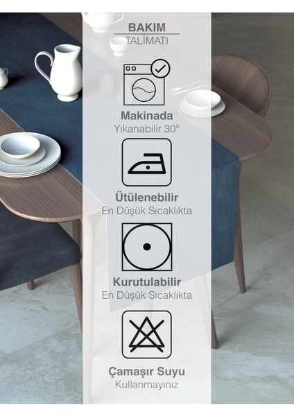 Derin Mavi Renk Kadife Dokulu Runner Dream Series 40 x 140 fırsatları