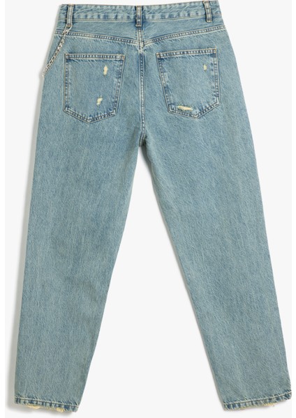 Zincir Detaylı Slim Fit Denim Pantolon - Mom Jeans fiyatları