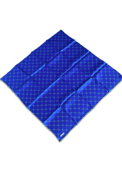 Mavi Yeşil Monogram Desen Sura Ipek Eşarp 9178-36