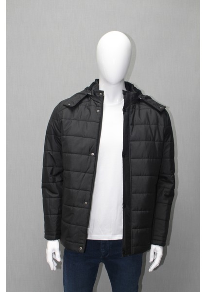 Kapüşonlu Siyah Erkek Mont modelleri