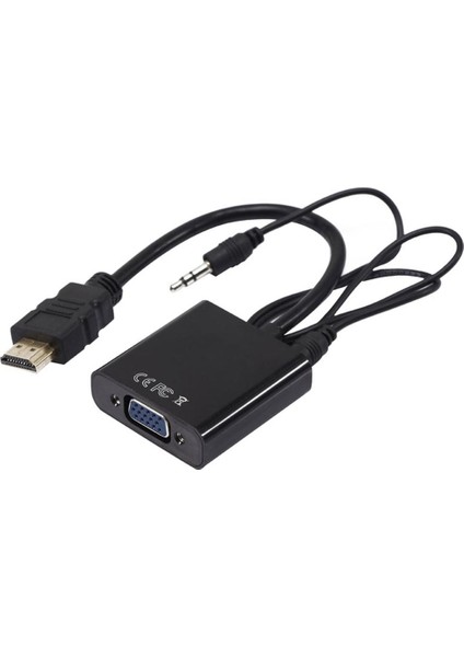 HDMI To VGA Çevirici Adaptör Ses Çıkışlı Kutulu (4825)