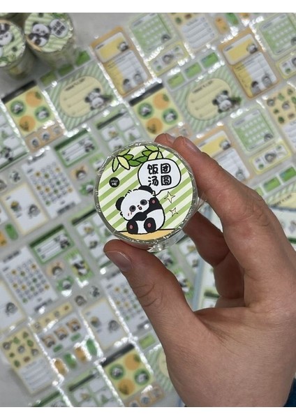 Panda Temalı Tek Tek Çıkartmalı Haftalık-Aylık Planlayıcı Motivasyon Stickerı Washi Bant/etiket/bullet Journal