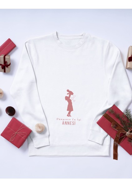 Yeni Annelere Baskılı Hamile Oversize Bisiklet Yaka Sweatshirt