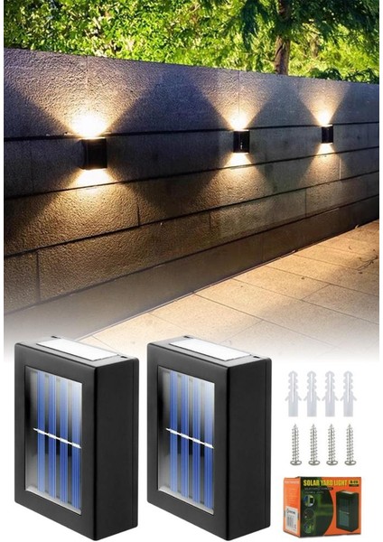 2'li Güneş Enerjili Su Geçirmez Solar LED Lamba