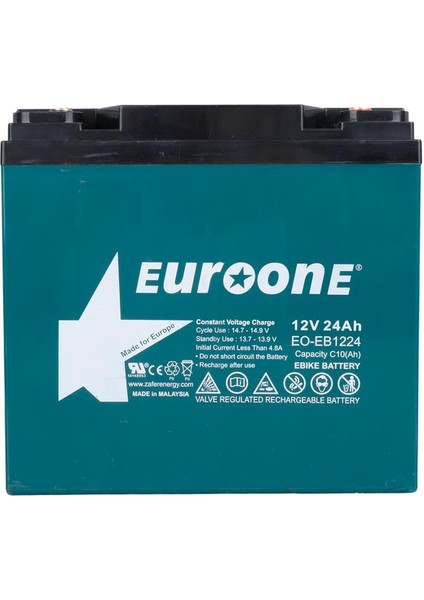 Euroone EO-EB1224 12V 24AH E-Bıke Elektrikli Bisiklet Aküsü (180 x 76 x 167 Mm) (4434)