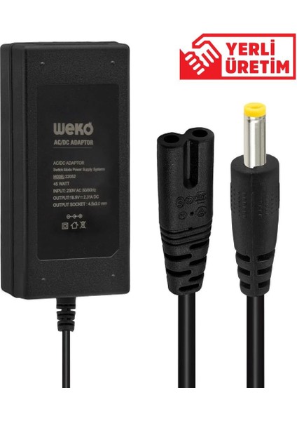 19.5 VOLT - 2.31 AMPER 4.8*1.7 UÇLU YERLİ ÜRETİM NOTEBOOK ADAPTÖR