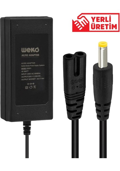 20 Volt - 2.25 Amper 4.0*1.7 Uçlu Yerli Üretim Notebook Adaptör