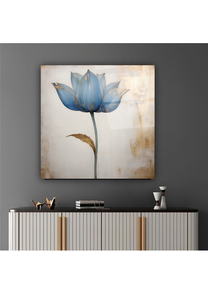 Mavı Çiçek Cam Tablo | , Dekoratif, Ofis, Mutfak indirimleri