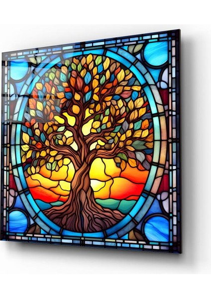 Vitray Görünümlü Hayat Ağacı Cam Tablo | , Dekoratif, Ofis, Mutfak fiyatları