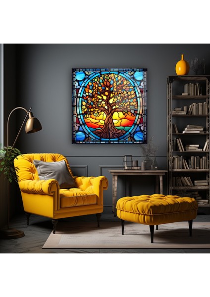 Vitray Görünümlü Hayat Ağacı Cam Tablo | , Dekoratif, Ofis, Mutfak modelleri