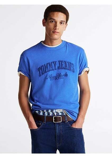 Erkek Tjm Reg Vintage Varsity T-Shirt Mavi fırsatları