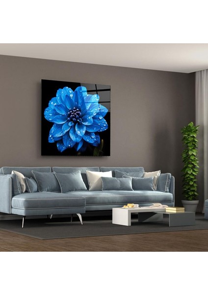 Mavi Çiçek Cam Tablo | , Dekoratif, Ofis, Mutfak indirimleri