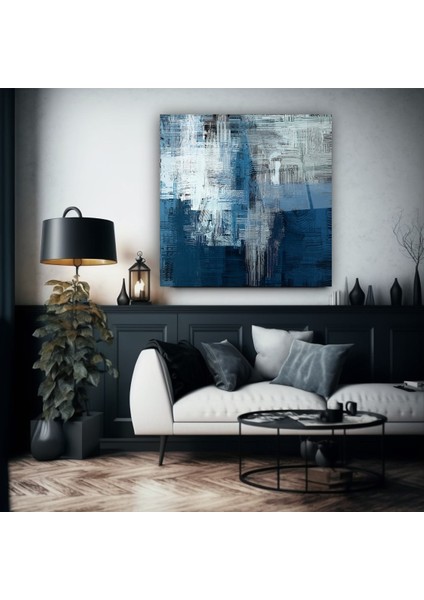 Soyut Mavi Cam Tablo | , Dekoratif, Ofis, Mutfak fırsatları