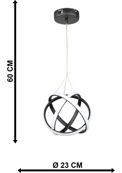 Kapella Ledli Avize Siyah 23 cm