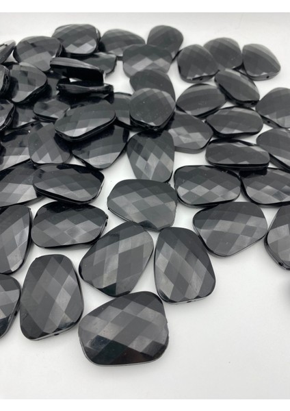 Siyah Renk Büyük Yamuk Baklava Desenli Yassı Akrilik BONCUK,30X40MM Çanta Boncuğu (100GR~12 Adet) fiyatları