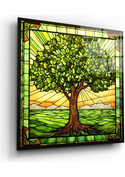 Vitray Görünümlü Hayat Ağacı Cam Tablo | , Dekoratif, Ofis, Mutfak